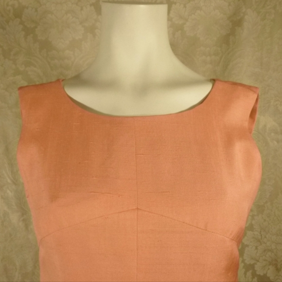 Vintage Givenchy Nouvelle Pastel Apricot Peach Silk Slip Sheath Dress - Picture 4 of 11